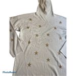 Marled Cream Gold Star Jeweled Hooded Sweater Women’s Large Photo 1