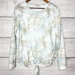 Bobbie & Brooks Bobbie Brooks White & Green Tie-Dye Long Sleeve Front Tie Casual Top Size Medium Photo 2