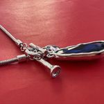 Silver 36" Long Faced Cristal Sweater Necklace Blue Womens Jewelry Photo 8