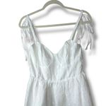 Lulus  NWOT Exceedingly Dreamy White Textured Woven Floral Tie-Strap Midi Dress Photo 4