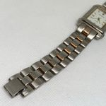 Vtg 80s Geneve Mens Analog Tank Scroll Silver gold Tone quartz 26mm running Photo 4
