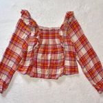 Free People  Sienna Ruffle Plaid Top size XS Photo 5