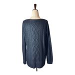 Club Monaco Sweater Women Medium Navy Blue Metallic Cable Knit Pullover Preppy Photo 2