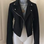 Forever 21 Black  faux suede biker goth grunge jacket silver zippers Photo 0