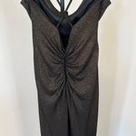 DB Studio evening dress size 4 Bronze Gold glitter shimmer Cowl neck high slit Brown Photo 4