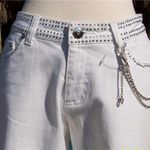 Cache White Denim Embellished Flare Jean Pant Rhinestone Chain Belt New $168 NWT Photo 7