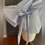 H&M Blue & White Preppy Nautical Striped Off-Shoulder Beach Summer Top Photo 2