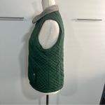 Laura Scott  Size S Puffer Vest Green Quilted Taupe Faux Fur Outdoors Cozy Layer Photo 2