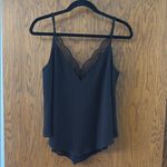 Dressy V Neck Lace Trim Tank Top Black Size M Photo 1