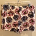 Loft Linen Blend Dress Shorts Lilac Blue Dahlia Cream Floral Size 8 Photo 2