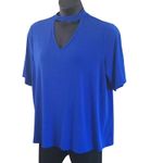 Excellent Boutique Plus Women’s Blue Keyhole Cutout Neck Blouse Size 0X Plus Photo 8