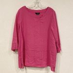 Ali Miles Shirt Womens Large Pink 3/4 Sleeve Textured Pullover Casual Tunic Top Photo 1