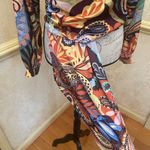 ZARA  Multicoloured Scarf Print Crossover Satin V-Neckline Blouse Top Paisley M Photo 5