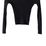 ZARA Black Viscose Mock Neck Knit Ribbed Cropped Long Sleeves Sweater SZ S #1672 Photo 3