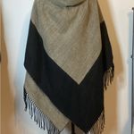 SAKS FIFTH AVENUE BLACK & TAUPE PONCHO ONE SIZE FITS MOST Tan Photo 4