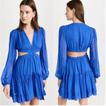 ALC Frank ALC A.L.C. Izzy ll Mini Dress Long Sleeve‎ Cut-Out Silk Georgette Blue Size 12 Photo 1
