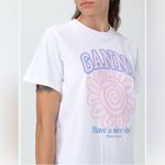 Ganni  White Tee with Blue and Pink Design

"Excellent Preowned
Condition" Photo 1