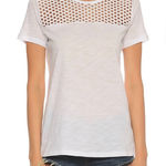 Michael Kors Women’s White Mesh Accent Cotton Tee Size S Photo 0