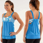 Lululemon  Run: Back On Track Tank Laceoflage Polar Cream Beaming Blue Size 8 Photo 1