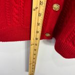 Talbots  Cardigan Petites P Red Wool Cable‎ Knit Gold Button Vintage Quiet Luxury Photo 2