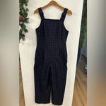 Club Monaco Self Buckle Women’s Check Crop Jumpsuit Navy Size 10 Retail $289 Photo 2