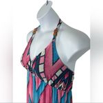 Boutique Boho Beaded Passion4Fashion Maxi Sundress Open Back Pink Blue Size Large Photo 5