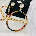 Guess 🆕  Rainbow Crystal Dangle Earrings with Logo Photo 4