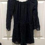 all about eve Black Long Bell Sleeve Wide Neck Crochet Detail Romper Size M Photo 0