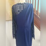 JS Collections JS collection Elegant Navy Blue Lace Sleeve Maxi 14 Evening Formal Dress Photo 4