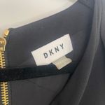 DKNY Women's Black Cap Sleeve Sheath Dress with Gold Belt & Zipper Detail Size 6 Photo 4