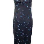 Vintage 90s Y2K Candy Rocket Sleeveless Maxi Dress with Slit Black Blue Floral Size M Photo 0