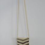 Vintage 90s Beige & Brown Crochet Crossbody Mini Bag Photo 1
