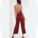 Urban Outfitters Maroon Lily Jacquard Leopard Design Satin Adjustable Jumpsuit 4 Photo 1