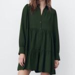 ZARA Women's Green Long Sleeve Babydoll Swing Mini Dress Photo 0