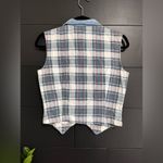 POTTERY Vintage Coquette 80s Western Tweed Quilted Plaid Vest Unisex Sz M EUC Blue Size M Photo 4