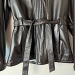 wilson's leather  Brown Leather Women’s Tie Waist Hooded Coat Jacket Size Medium Photo 1