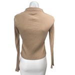 ZARA  Women Tan Long Sleeve Ribbed Knit Polo Pullover Henley Sweater Top Size M Photo 1