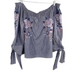 American Eagle Embroidered Floral Off Shoulder Boho Top Photo 1