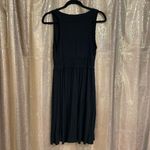 Liz Lange  Black Surplice Smocked Waist Midi Maternity Dress, Small/Medium Photo 1