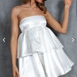Selfie Leslie Dress White Satin Strapless Photo 0