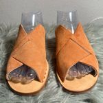 Free People  Emelia Slip-On Sandals Suede Cross Strap Sandals - Tan Size EU38 US8 Photo 4