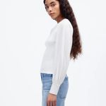 Madewell White Ribbed Puff-Sleeve Top Size Small Photo 1