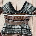 Alya  Dress Women's Medium Multi Boho Aztec Bell Sleeve Beaded Scoop Neck Photo 4