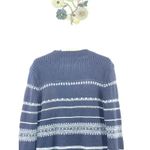 Tommy Hilfiger V Neck Thick Sweater Dark Blue White Patterned Stripe Size Large Photo 6