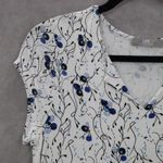 Riders By Lee  White Floral Midi Dress Blue V-Neck Casual A-Line Flare S Small Photo 6