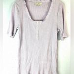 Loft XL Gingham Check Waffle Short Sleeved Lilac Purple Checkered Top Photo 0