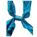 Vintage teal floral neck tie scarf Green Photo 1