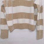 Pink Lily Women's Tan White Colorblock Stripe Chenille Sweater size medium Photo 4