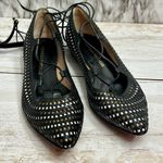 Black Lace Up Leg Wrap Gladiator Leather Ballet Flats Woven Handmade Basketweave Size 9 Photo 0