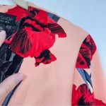 Topshop  Orange Red Floral Long Sleeve Mini Dress Womens 6 Shift Classic Casual Photo 8